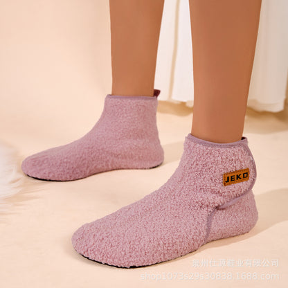 Cross-Border Large Size Shein Winter New Women's Velcro Home Indoor Non-Slip Warm Long Plush Snow Boots