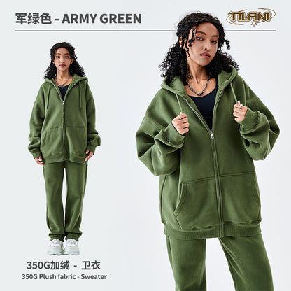 Tilani Men's Sweatshirt Cross-Border Casual Sports Suit Fashionable Pure Color Sweatshirt for Men and Women Simple Zipper Hoodie