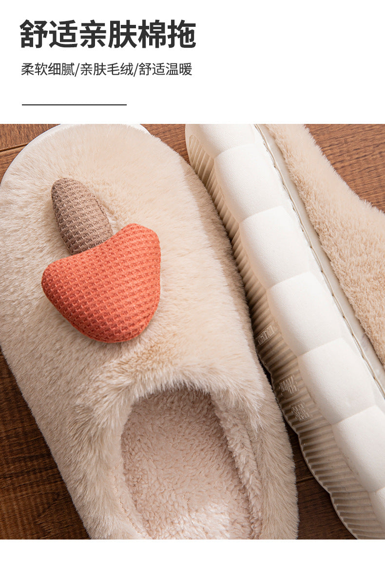 Cotton Slippers for Women Autumn and Winter 2025 New Couple Indoor Home Non-Slip Student Dormitory Fleece-Lined Thick-Soled Slippers for Men
