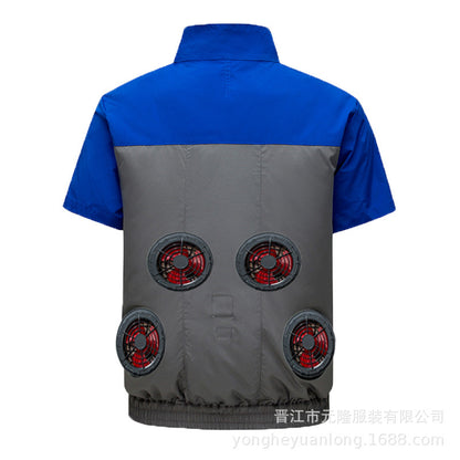 Cross-Border Summer Cooling Air-Conditioning Clothing with Fan Refrigeration Workwear Outdoor Heatstroke Prevention Fan Clothing Men's Labor Protection Clothing Work Clothes