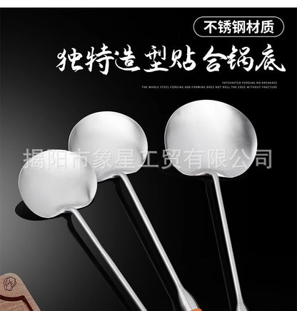 316 food grade stainless steel spatula kitchen home cooking spatula special stir-frying spoon solid wood handle 304 mushroom spatula