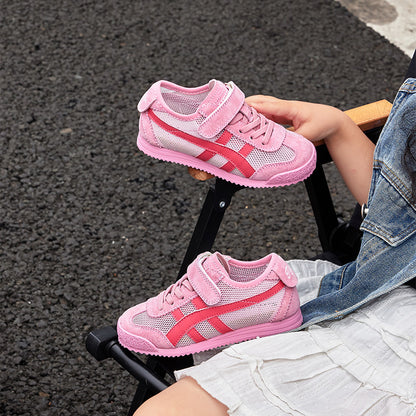 Genuine Leather Boys' Sneakers 2026 Summer New Style Children's Mesh Casual Shoes Breathable Girls' Sports Shoes White Shoes