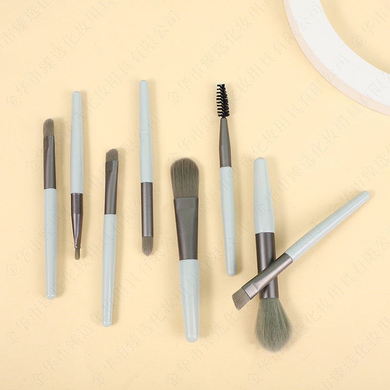 Morandi 8-Piece Beginner Makeup Brush Set Beauty Tools Portable Brushes for Beginners Eyeshadow Brush Loose Powder Setting Brush