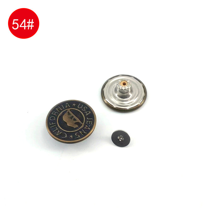 Wholesale In-Stock Waist-Cinching Button-Free Detachable Jeans Buttons, Eco-Friendly Buttons, Screw Metal I-Shaped Buckles