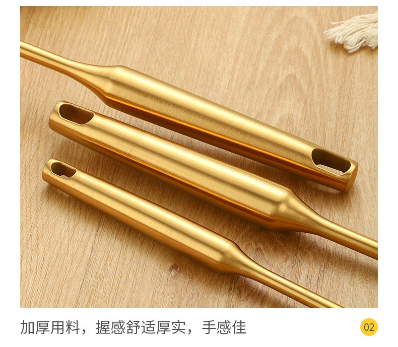 Stainless Steel High-grade Soup Leak Hot Pot Spoon Thickened Soup Spoon Golden Large Soup Spoon Titanium Plated Golden Soup Spoon Golden Spatula Spoon