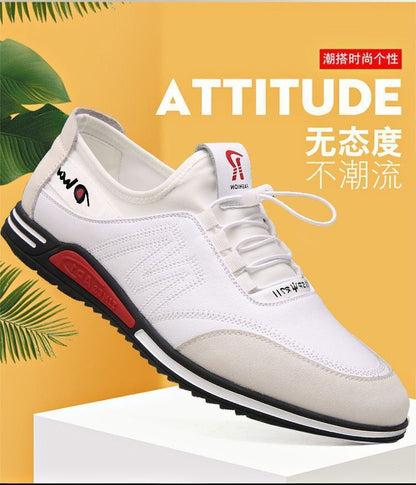 Cowhide New Men's Sports and Casual Shoes with Increased Height, Versatile Youth Trendy Shoes, Soft Leather, Soft Sole, Breathable Leather Shoes for Men