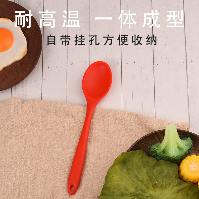Food Grade Silicone Spoon, Kidsren's Safety Table Spoon, High Temperature Resistant Non-Stick Pan, Student Spoon, Baby Food Supplement Mixing Spoon