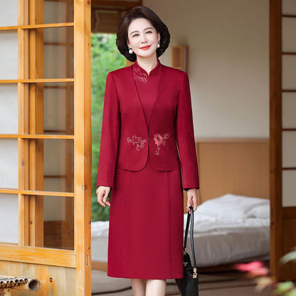 2024 New Chinese Mother's Wedding Dress Two-Piece Wedding Dress for dress Women's Spring and Autumn Middle Year Happy Mother-in-Law Wedding Dress