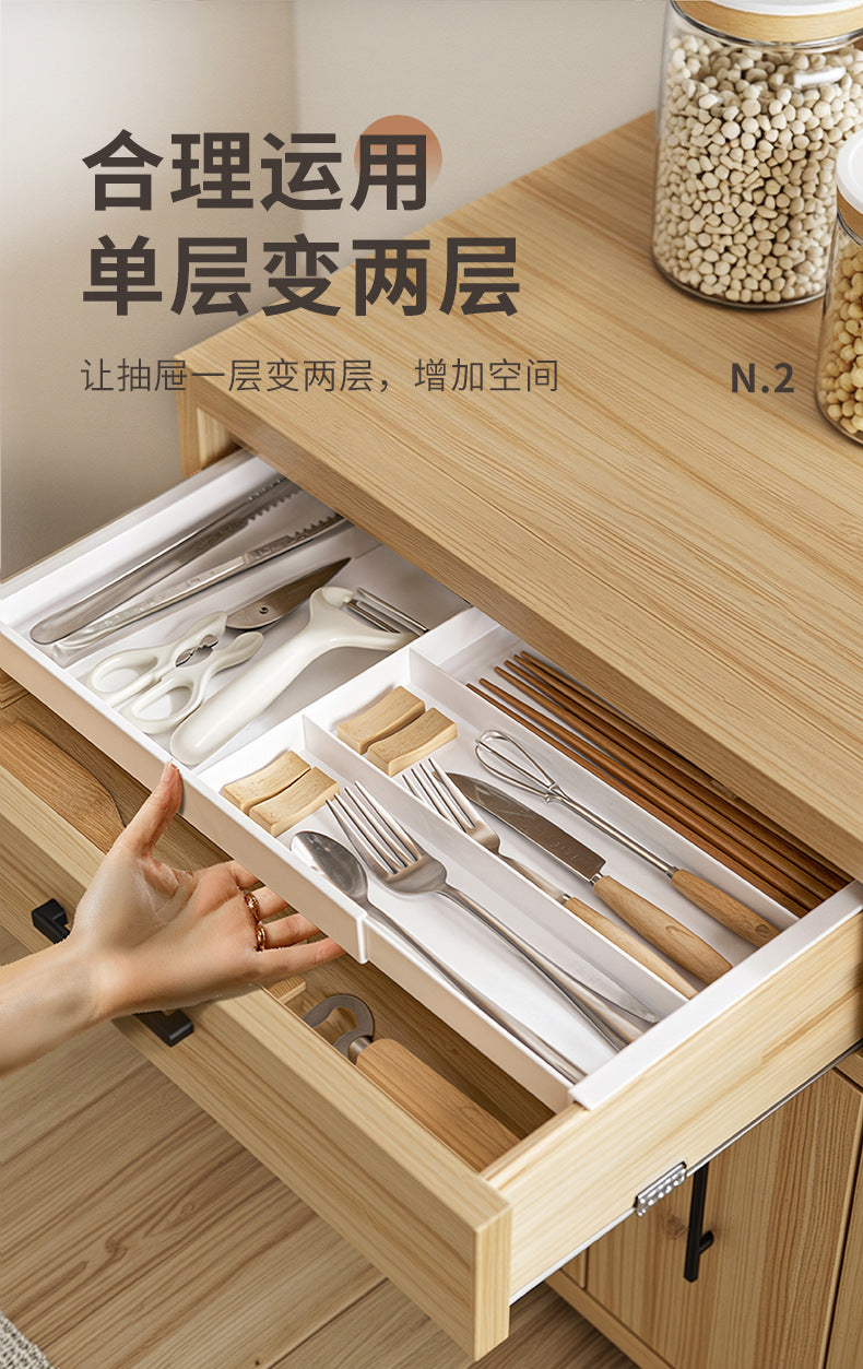 Drawer Retractable Storage Box Cosmetics Sundries Compartment Storage Box Partition Organizer Box Home Kitchen Tableware