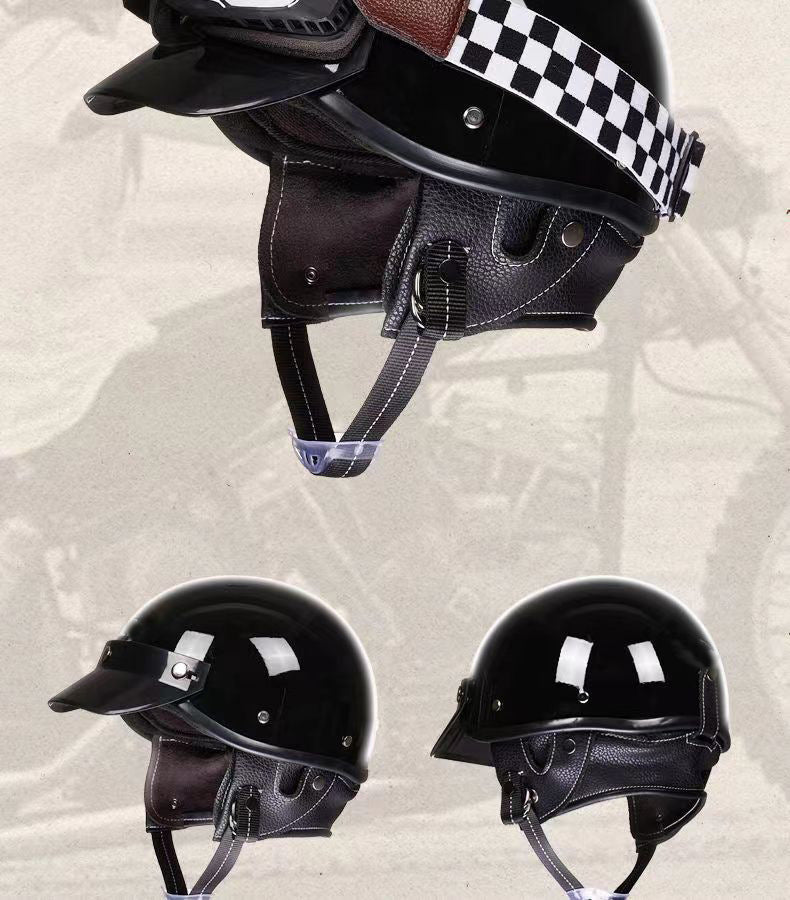 Retro Helmet Motorcycle Half Helmet 3C National Standard Summer Women's Men's Motorcycle Helmet Electric Vehicle Japanese Safety Helmet