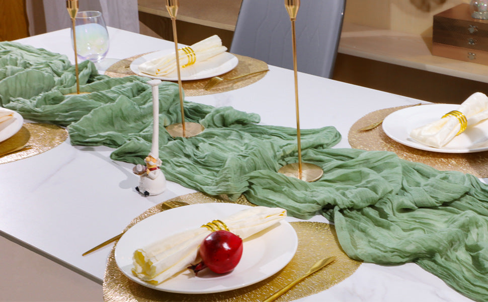 Cross-border foreign trade wholesale Bali yarn wrinkled table flag twist table flag tablecloth wedding party decoration wrinkled table flag