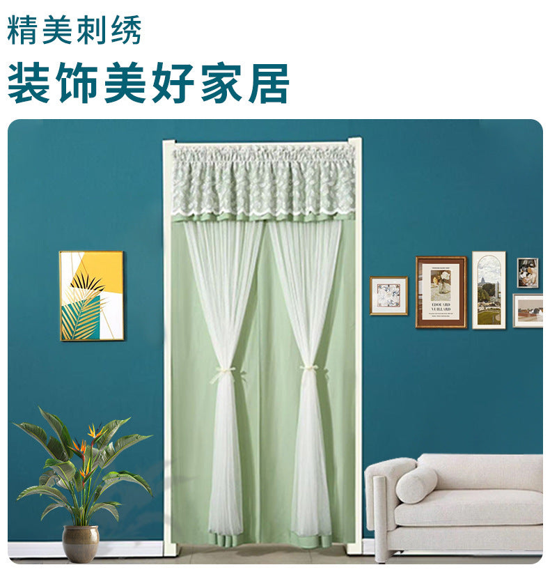 New Lace Anti-Mosquito Curtains, Door Curtains, Gauze Curtains, Entry Double-Layer Silent Bedroom Curtains, Fly-Proof Summer Curtains, Door Curtains