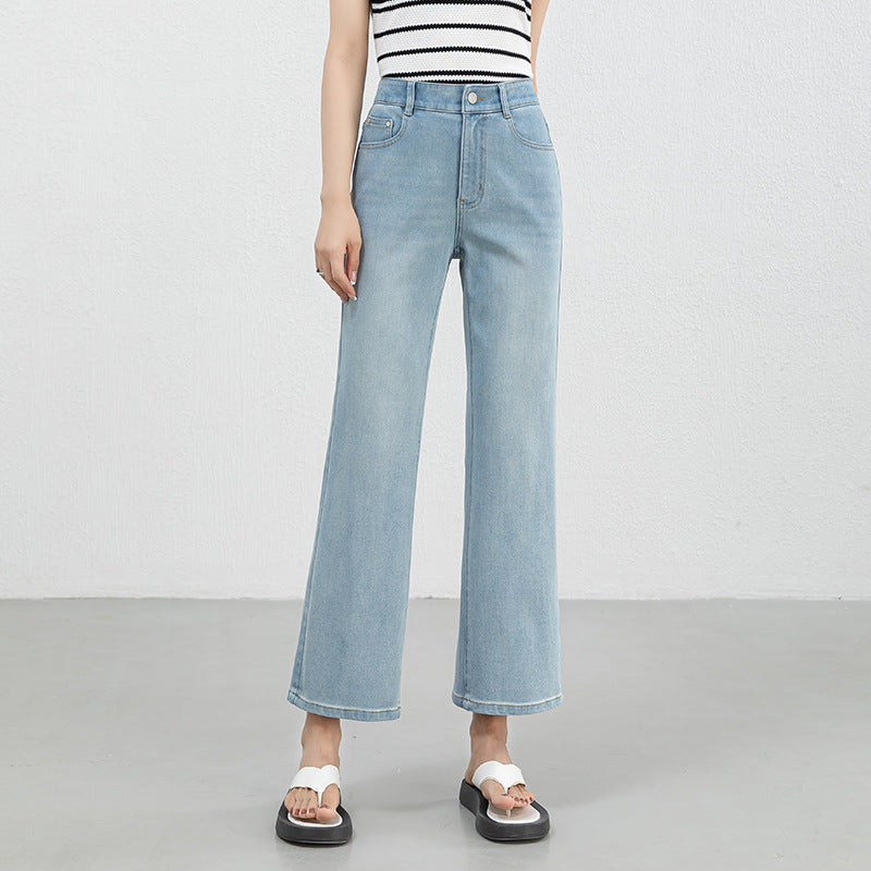 Miaoyu Nine-Point Flared Pants for Women, High-Waisted, Slimming, Nine-Point Jeans, Spring 2026, Four-Way Stretch Bell-Bottom Pants
