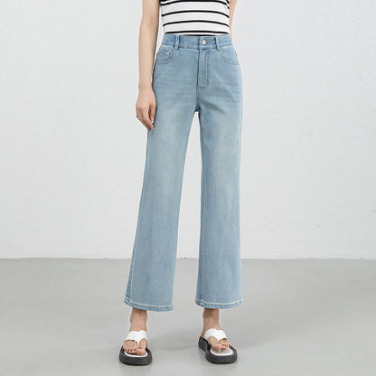 Miaoyu Nine-Point Flared Pants for Women, High-Waisted, Slimming, Nine-Point Jeans, Spring 2026, Four-Way Stretch Bell-Bottom Pants