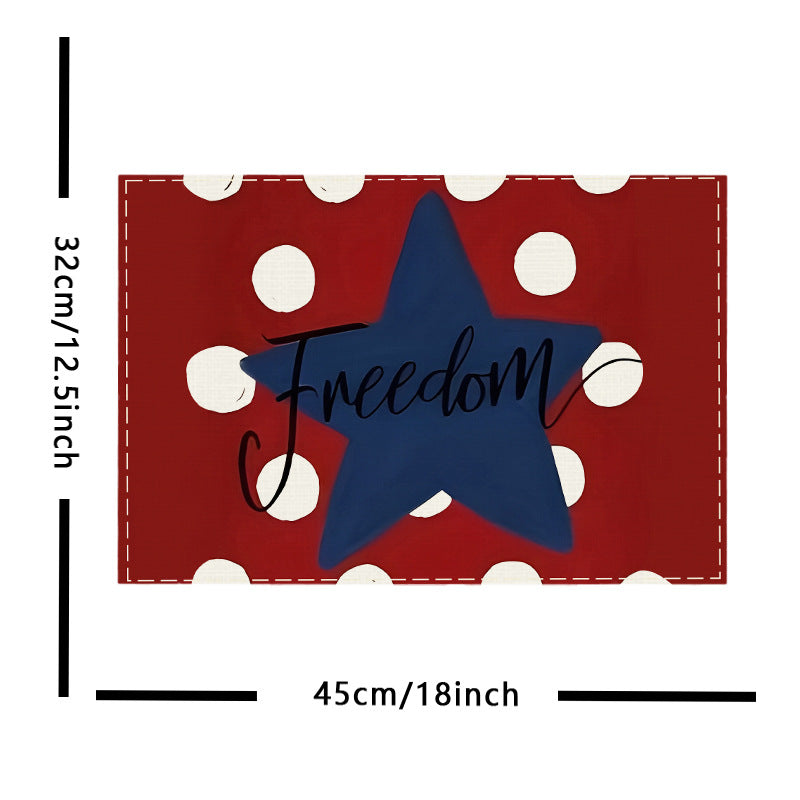 JIT Cross Border Independence Day Placemat Amazon New Linen Printed Placemat Star Flag Dining Table Decorative Placemat