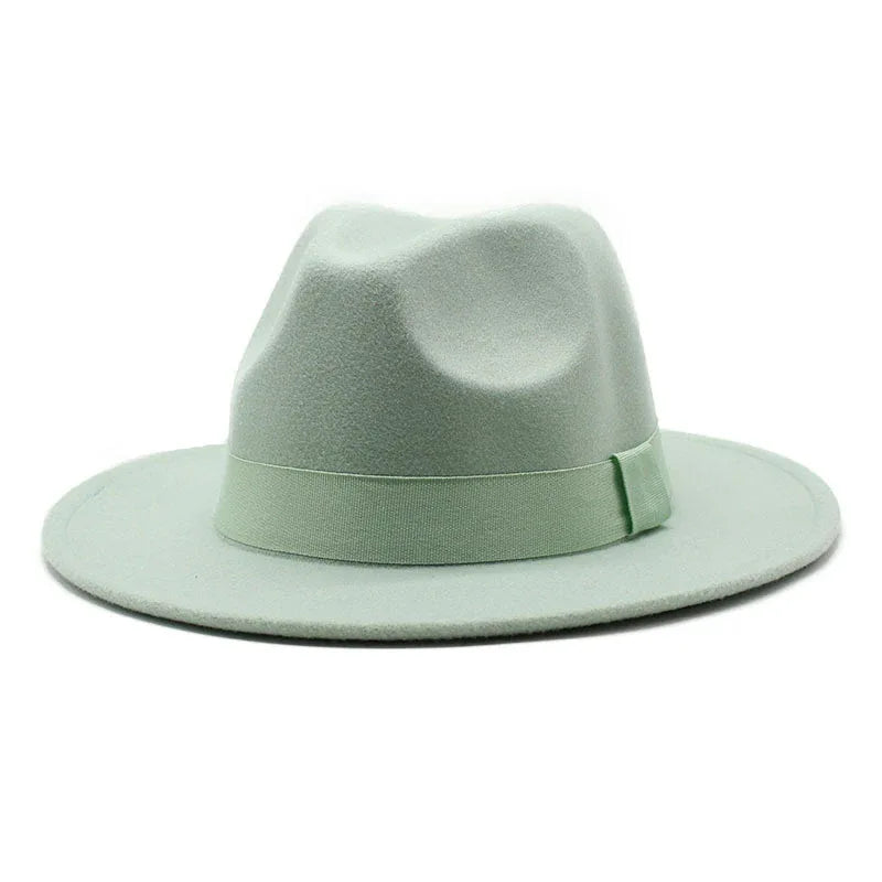 2023 New Hot Wide Brim Felt Fedora Hats With Bee Ribbon Autumn Winter Wedding Party Trilby Hat Men Gentleman Jazz Hats 56-58CM