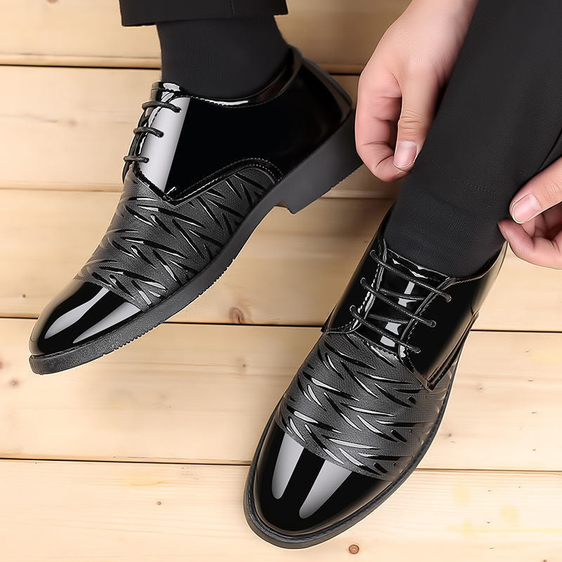 Men's Leather Shoes Men's Shoes 2020 Spring New Youth Business British Black Casual Breathable Dress Shoes