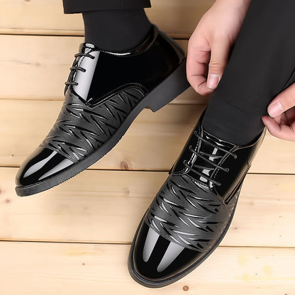 Men's Leather Shoes Men's Shoes 2020 Spring New Youth Business British Black Casual Breathable Dress Shoes
