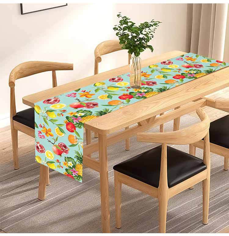 Amazon New Lemon Pomegranate Printed Table Flag Cross-border Home Fabric Decorative Tablecloth Linen Tablecloth Cushion Tea Flag