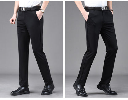Business Casual Pants Men's Vertical Straight Dress Men's Spring and Summer Loose plus size Non-ironing Long Pants Stretch Pants