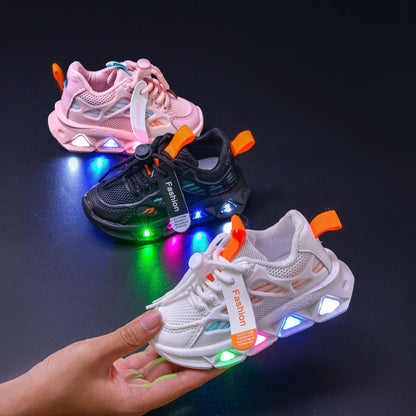 Light-Up Children's Shoes 2025 Spring & Fall New Led Light-Up Soft-Soled Sports Shoes for Small and Medium-Sized Children Women's Fashionable Casual Dad Shoes