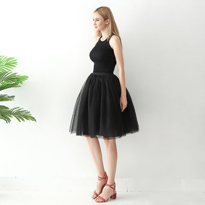 Europe and the United States high waist mesh skirt Tutu skirt strength manufacturers 7 65cm elastic waist cross-border Net red skirt adult