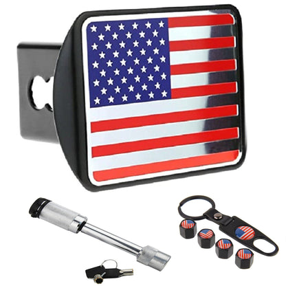 3D three-dimensional red national flag metal trailer hook dust plug car plug cover trailer square port plug American trailer cover