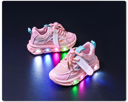 Light-Up Children's Shoes 2025 Spring & Fall New Led Light-Up Soft-Soled Sports Shoes for Small and Medium-Sized Children Women's Fashionable Casual Dad Shoes