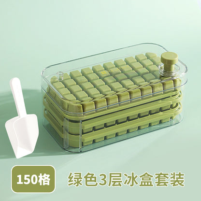 Ice Cube Mold Food Grade Household Pressed Ice Tray Large Capacity Ice Cube Storage Box Refrigerator Homemade Frozen Ice Artifact