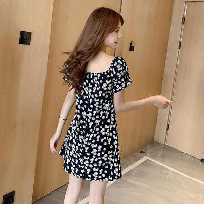 Daisy Dress Slim-Fit Slimming off-Shoulder Floral dress 2024 Summer New Internet Celebrous Same Style Dress