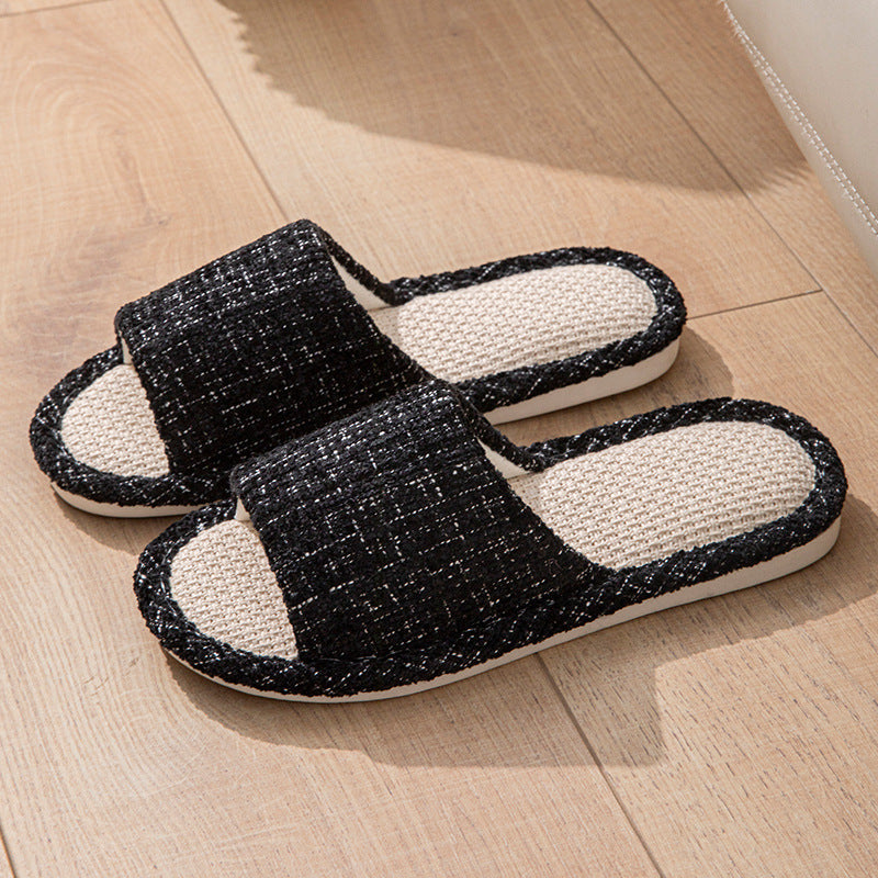 Linen Slippers for Women Spring & Fall Sweat-Absorbent Home Silent Japanese Cotton and Linen Indoor Non-Slip Breathable Slippers for Men All Seasons Wholesale