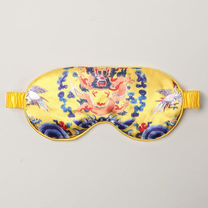Mulberry Silk Eye Mask, Ice Silk Imitation Silk, Chinese Style Color, Satin Silk Light-Blocking Eye Mask for Sleep, Printed, in Stock Wholesale