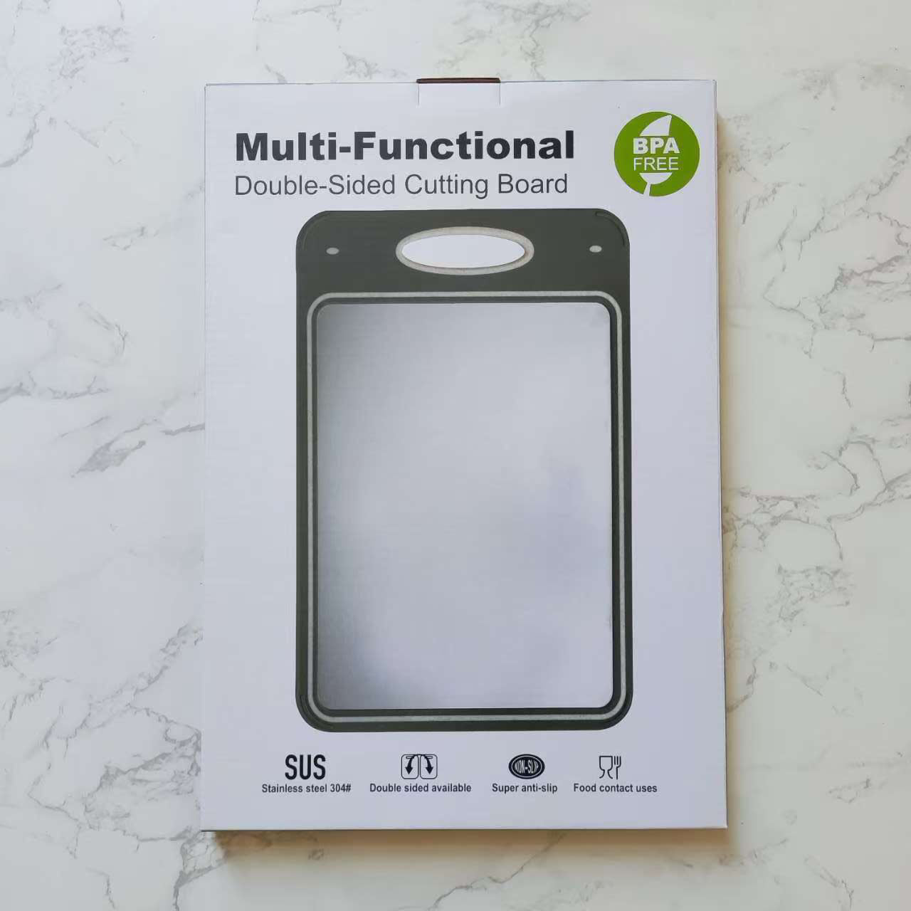 New in stock Amazon Explosions 3D Pattern Stainless Steel Cutting Board Titanium Cutting Board 304 Double-sided Cutting Board
