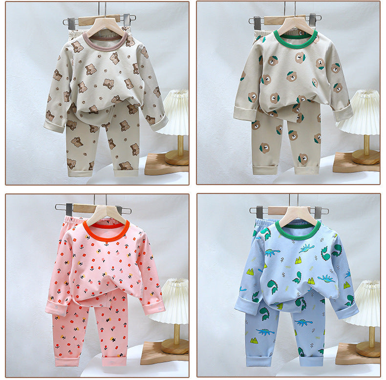 Children's Pajamas suit 2024 Autumn Baby Lycra Underwear Boys Home Clothes Girls Autumn Clothes Pants Children's Clothing Wholesale