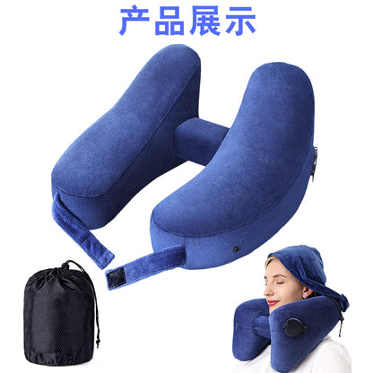 Outdoor Camping In-Stock H-Shaped Inflatable Travel Pillow, Travel Inflatable Neck Pillow, Neck Support Pillow, Portable Pillow for Airplane and High-Speed Rail