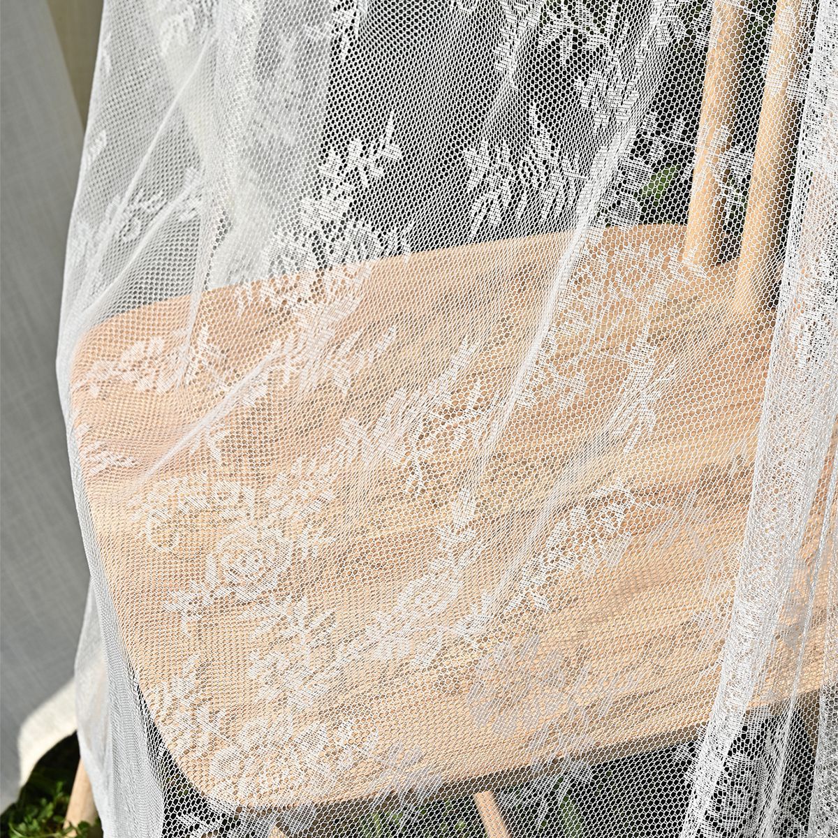 Cross-border Amazon European and American Home Lace Curtain Pastoral White German Curtain Bedroom Living Room Semi-shading Finished Curtain