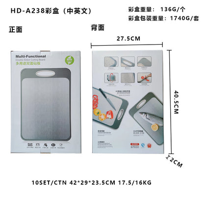 New in stock Amazon Explosions 3D Pattern Stainless Steel Cutting Board Titanium Cutting Board 304 Double-sided Cutting Board
