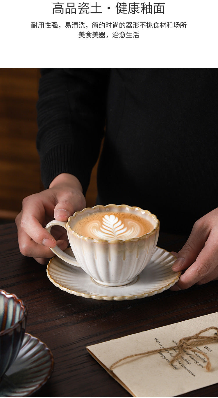 Retro High-grade Sense Striped Kiln Change Ceramic Cup Hotel Home Office Milk Coffee Cup Afternoon Tea Drinking Cup