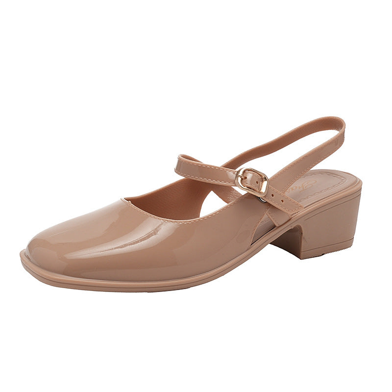 Cross-border Square Thick Heeled Baotou Sandals Women's 2025 Foreign Trade New Summer Fashion Women's Shoes Mary Jane Shallow Mouth Shoes