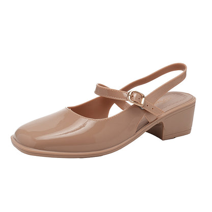 Cross-border Square Thick Heeled Baotou Sandals Women's 2025 Foreign Trade New Summer Fashion Women's Shoes Mary Jane Shallow Mouth Shoes