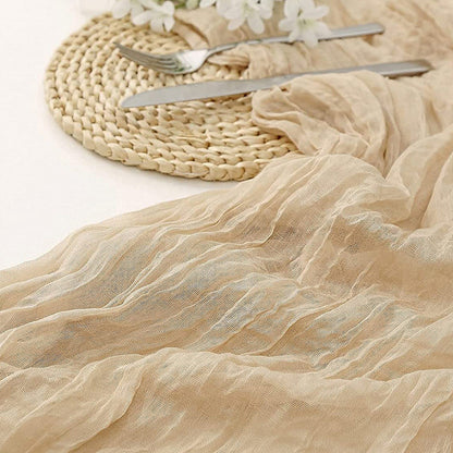 Cross-border foreign trade wholesale Bali yarn wrinkled table flag twist table flag tablecloth wedding party decoration wrinkled table flag