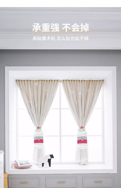 Source manufacturers non-perforated installation curtains hook and loop curtains cross-border foreign trade shading curtains self-adhesive finished products wholesale