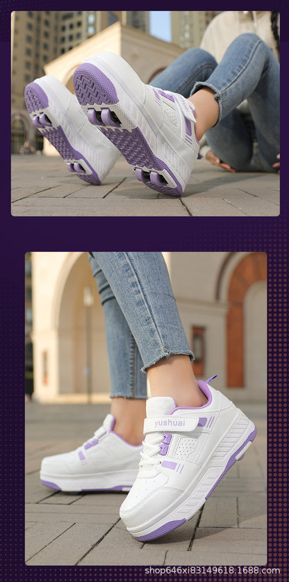 New heelloo shoes four-wheel skates adult detachable student men's and women's two-wheel flying shoes wheeled shoes generation