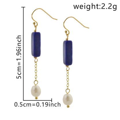 Glseevo Lapis Lazuli Natural Freshwater Pearl Earrings Accessible Luxury High-End Earrings Niche Retro Elegant Earrings