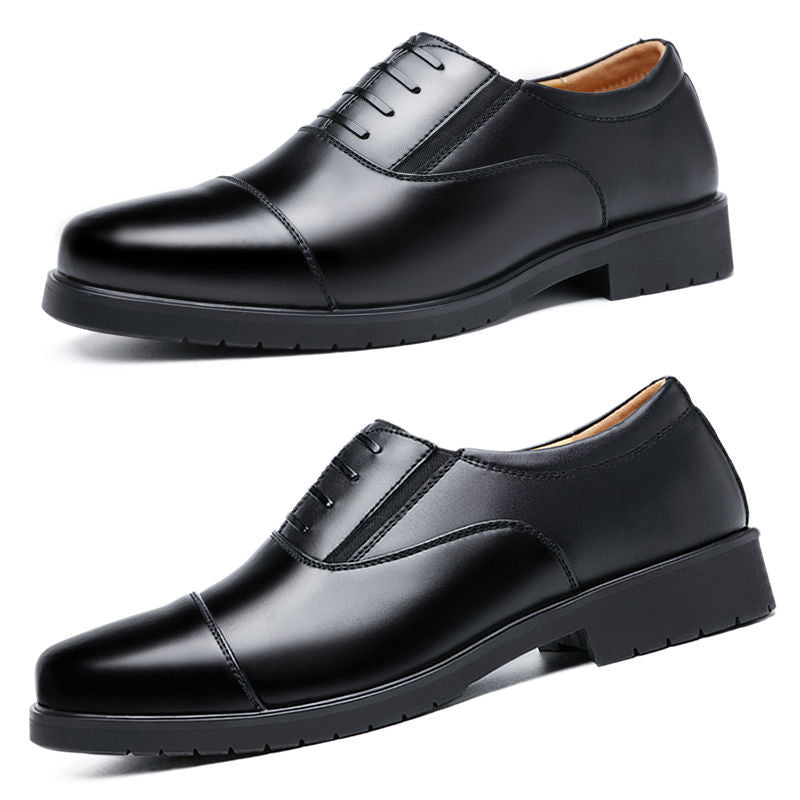 [Real cowhide] business formal leather shoes men's three-joint leather men's shoes summer breathable hidden height increasing shoes men