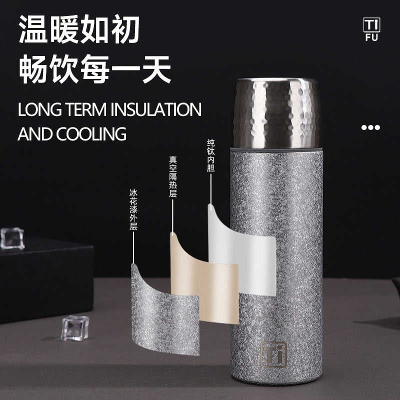 New High-Looking Pure Titanium Insulated Titanium Cup, Light Luxury and High-End Business Gift Water Cup, High-End Household Tea Cup