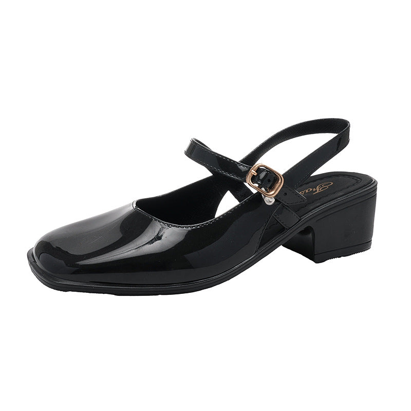 Southeast Asia New Style Baotou Wedge Buckle Fashion All-match Mary Jane Thick Heel Shallow Mouth Shoes for Women Summer