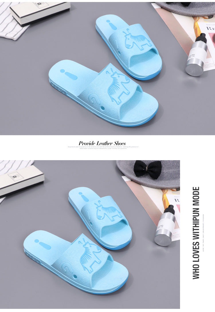 Summer Pvc Bathroom Slippers Home Cartoon Couple Slippers Indoor Cute Bath Non-Slip Sandals Women's Stall