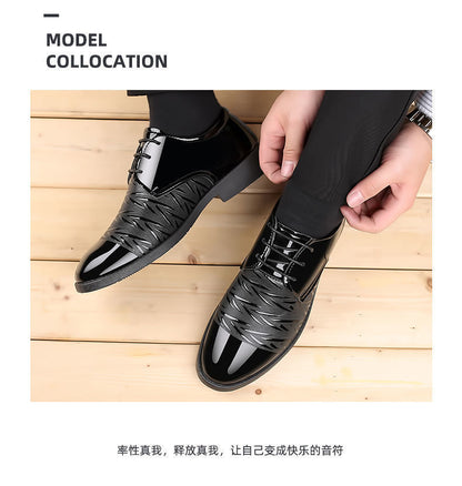 Men's Leather Shoes Men's Shoes 2020 Spring New Youth Business British Black Casual Breathable Dress Shoes