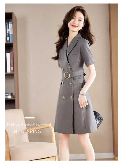 French Hepburn Style Small Black Dress High Sense High Cold Royal Sister Fried Street Small Fragrance Style Pleated Professional Suit dress Summer